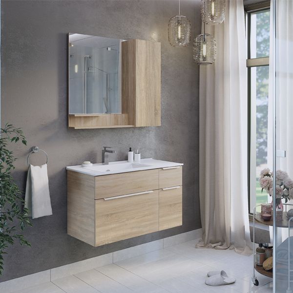 Тумба-умывальник Comforty "Варна-90" дуб сонома с рак. Comforty 9090EL, 00-00009919CF