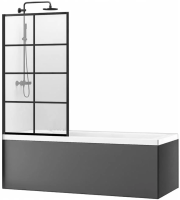 Шторка для ванны Rea Lagos-1 70 Black 70*140 см, распашная, прозрачное стекло, черный профиль, REA-K