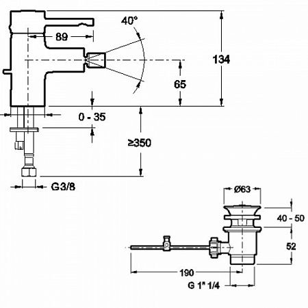 Смеситель для биде Jacob Delafon Cuff, хром, E37045-CP