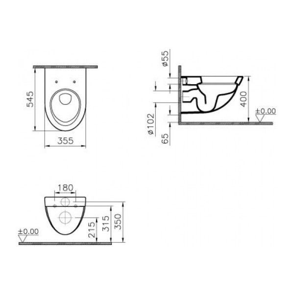 Унитаз подвесной Vitra FORM 500, с бидеткой и крышкой микролифт, 4305B003-0850