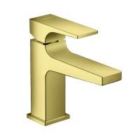 Смеситель для раковины Hansgrohe Metropol 100, со сливным клапаном Push-Open, полированное золото, 3