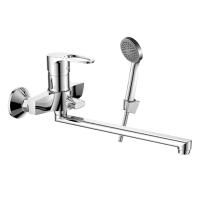 Смеситель для ванны Decoroom DR70 с ручным душем с плоским изливом 30 см, поворотный переключатель,
