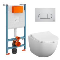 Инсталляция Vitra CC V-Fix Core с подвесным унитазом Sento Rim-ex, сиденьем Sento микролифт и клавиш