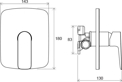 Смеситель Ravak CL 066.00 встроенный для душа без переключателя для R-box, X070089