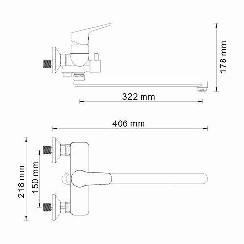 Смеситель для ванны WasserKRAFT Lippe 4500, 4502L