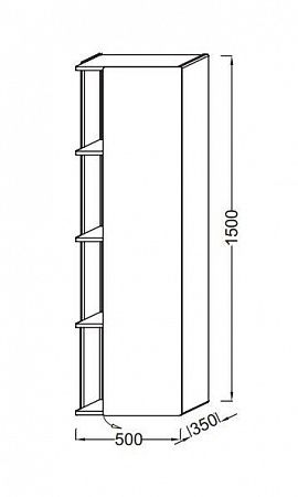 Пенал подвесной Jacob Delafon Terrace Premium, 50 см, правосторонний, белый глянец, EB1740DRU-G1C
