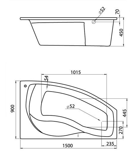 Ванна акриловая  Santek Майорка 150*90, левосторонняя, 1.WH11.1.984