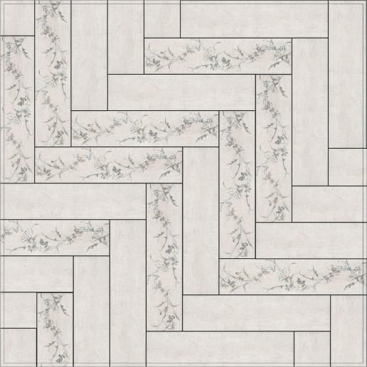 Плитка настенная Kerama Marazzi Кантри Шик 9,9х40,2 белый декорированный SG401600N