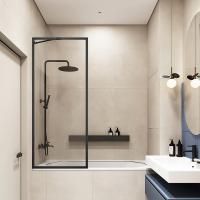 Шторка на ванну Veconi Palau PL-85B черный, стекло прозрачное