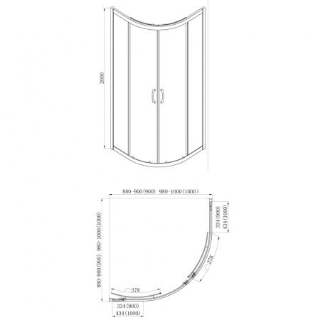 Душевая кабина Azario 900*900*2000, БЕЗ ПОДДОНА, черный, AZ-ND2142 900 Блек