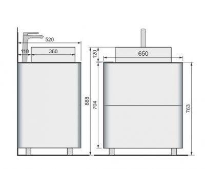 Тумба для раковины Raval Pure  65  напольная, белая, Pur.01.65/N/W