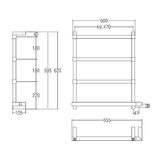 Полотенцесушитель электрический Margaroli 842 BOX Matt Black, 8424704NONB