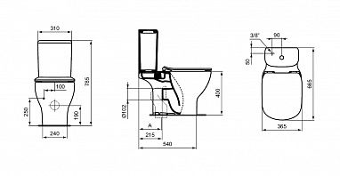 Бачок для унитаза TESI (нижняя подводка)   T356801