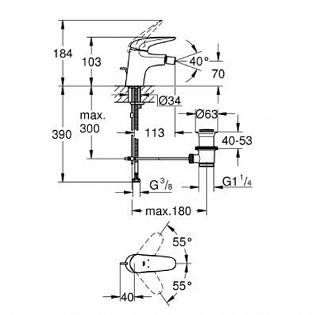 Смеситель для биде Grohe Eurostyle, хром, 23720003