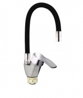 Смеситель для кухни Zerix YUB REFLECTOR BLACK с гибким изливом, хром/черный, ZX0257