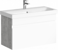 Тумба Aqwella "Smart" 80 подвесная, цвет бетон светлый с раковиной MODUO 80 SLIM SRT0108BS