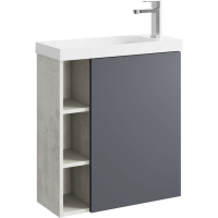 Тумба подвесная Aqwella Alba 600*700*250 правая с раковиной Compact Slim, светлый камень/серый матов