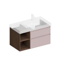 Тумба подвесная Kerama Marazzi Cubo/Кубо 90 правая с ящиками, мальва/орех, CUB.90.2Rh\MAL.N