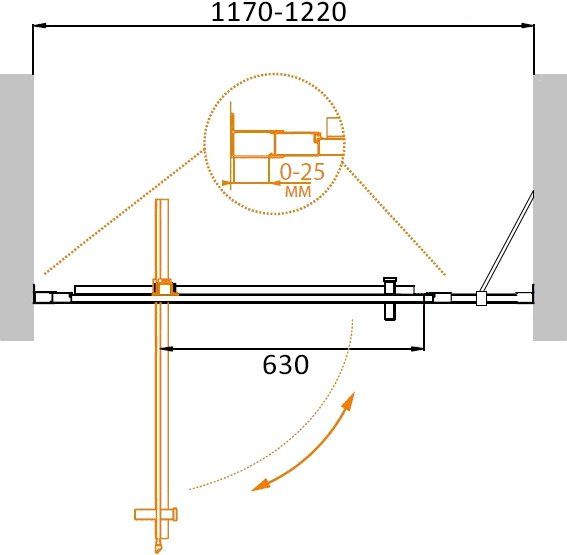 Душевая дверь Cezares MOLVENO-BA-11-90+30-C-Cr-IV