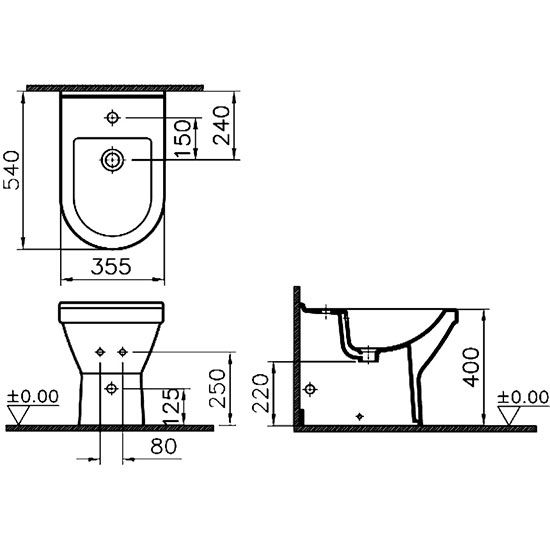 Биде напольное Vitra S-50, 5325B003-0288