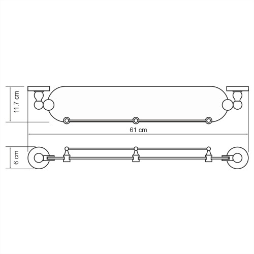 Полка WasserKRAFT Nau стеклянная с бортиком, K-7744