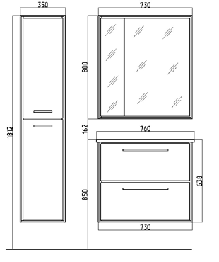 Тумба Raval Frame 75 подвесная Белая/Дуб сонома, Fra.01.75/P/W-DS