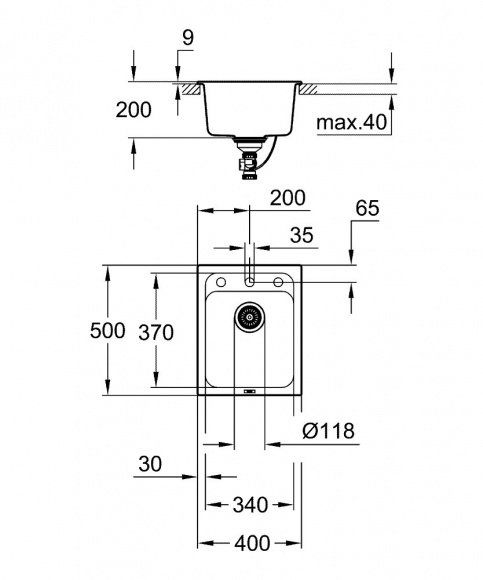 Мойка для кухни Grohe K700 композитная, серый гранит, 31650AT0