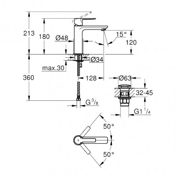 Смеситель для раковины Grohe Lineare New, хром, 23106001