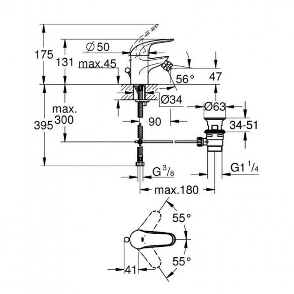 Смеситель для биде Grohe Euroeco, хром, 23263000