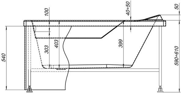 Фронтальная панель для ванны Aquanet West/Largo 120