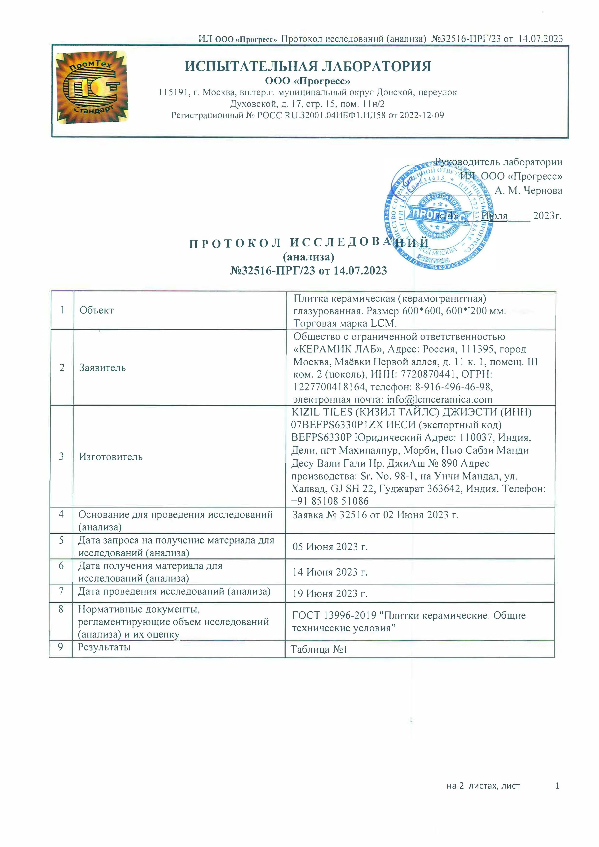 Протокол исследований LCM