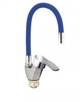 Смеситель для кухни Zerix YUB REFLECTOR BLUE, с гибким изливом, хром/синий, ZX0256