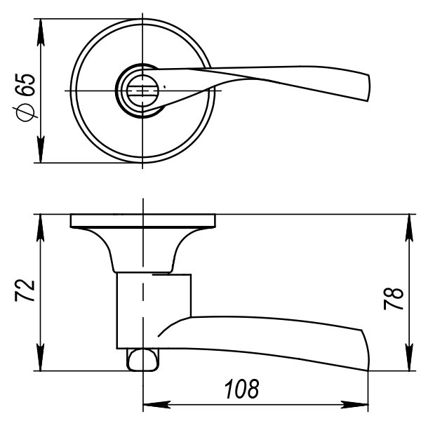 Ручка защелка Ajax DK610 AB-PS (6010 AB-P) (без фик.) бронза