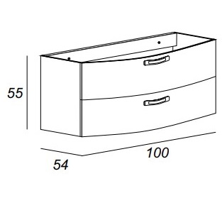 Тумба для раковины подвесная Cezares COMFORT 101 с двумя выдвижными ящиками 100x54x55, 54281 Bianco