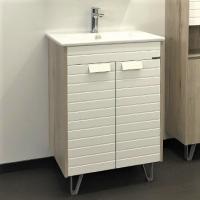 Тумба Comforty "Клеон-60Н" белый/дуб дымчатый с раковиной Quadro 60