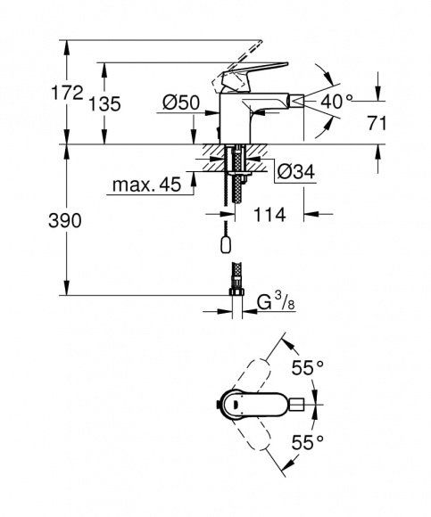 Смеситель для биде Grohe Eurosmart Cosmopolitan, хром, 32840000