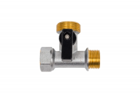 Кран угловой трехпроходной для подключения сантехприборов Diadonna D103 1/2"×3/4"×1/2", хром