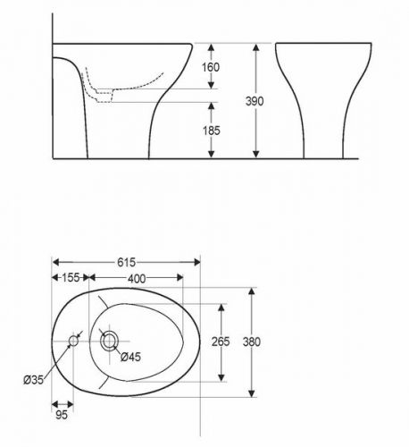 Биде напольное Jacob Delafon PRESQU`ILE /61,5х38/, E1348-00