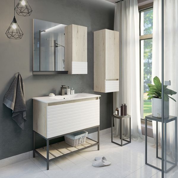 Зеркало-шкаф Comforty "Страсбург-90" дуб дымчатый