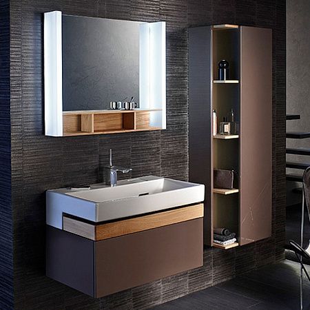 Зеркало Jacob Delafon Terrace, 60см, с полочкой,  белый/дерево, EB1180D-NF