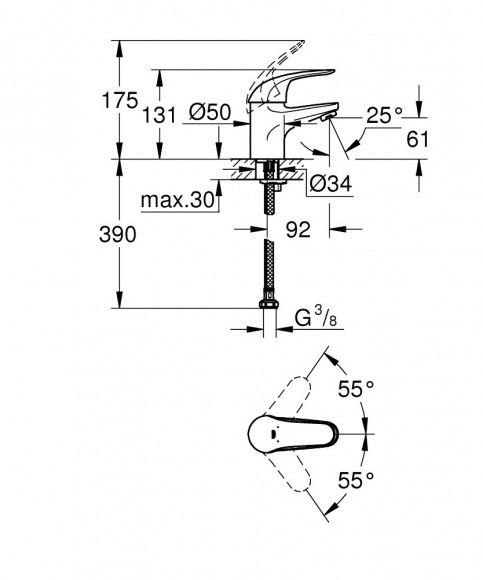 Смеситель для раковины Grohe Euroeco, хром, 32734000