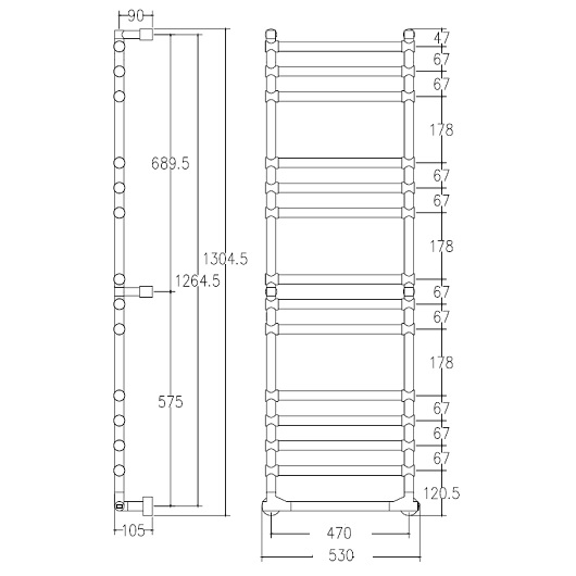 Полотенцесушитель электрический Margaroli 514- 14 BOX хром, 5144714PCRNB