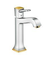 Смеситель для раковины Hansgrohe Metropol Classic 160, со сливным гарнитуром, хром/золото, 31302090