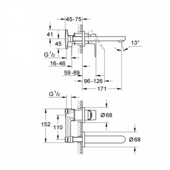Смеситель для раковины Grohe BauEdge, хром, 20474000
