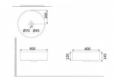 Раковина накладная Creo Ceramique PU3100 (HDA051) 400*400*145