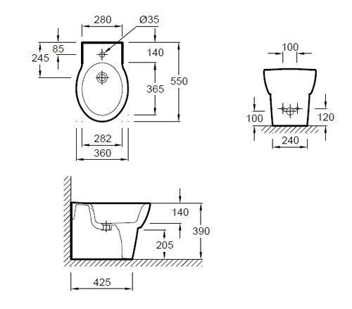 Биде напольное Jacob Delafon OVE /55х39/, E1705-00