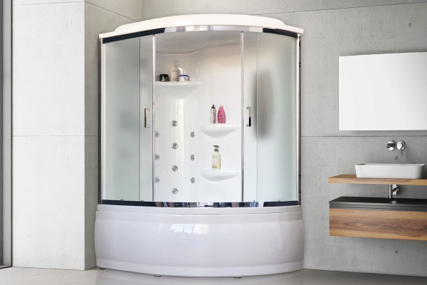 Гидромассажный бокс Royal Bath 170х100х225,  матовое стекло, хромированный профиль, левая, RB 170ALP