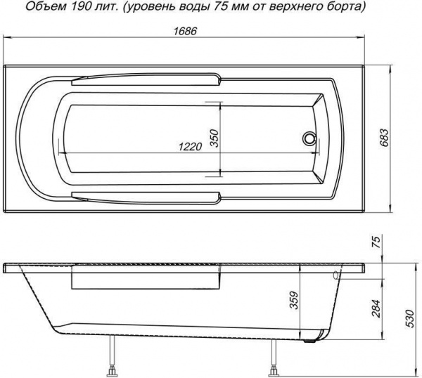 Акриловая ванна Aquanet Extra 170x70