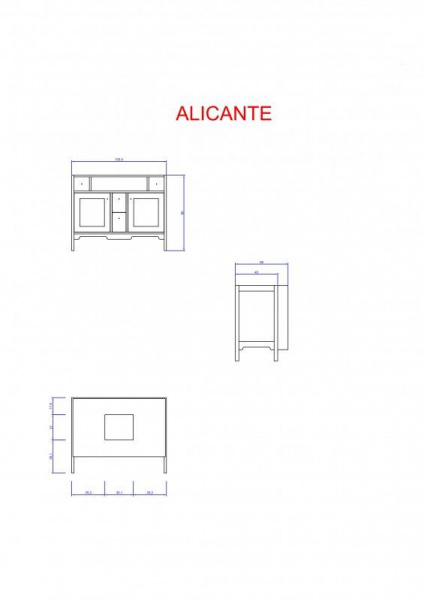 Тумба для раковины Cezares ALICANTE 105x80x59, AL.BA.403 Decorato Celeste Crema