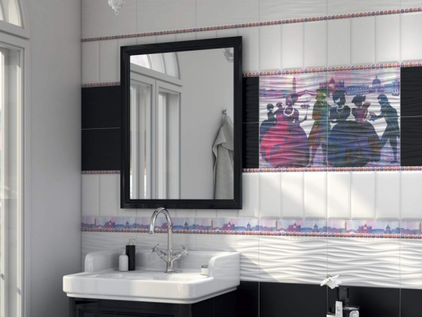 ПЛИТКА керамическая Kerama Marazzi Карнавал в Венеции черный грань 20х9,9 19029